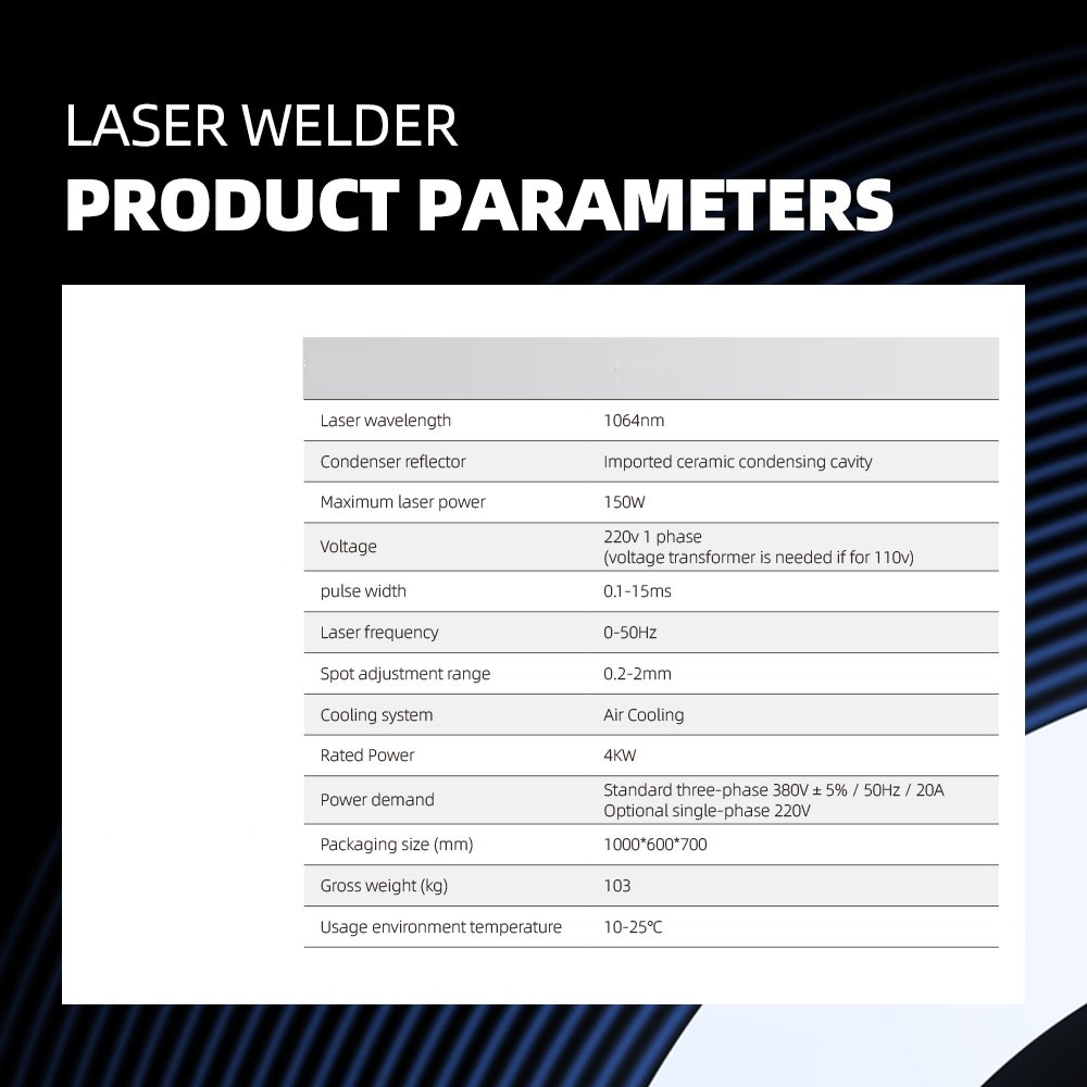 Jewellery Laser Welding Machine Parameter
