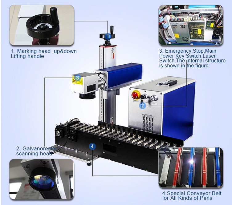 Pen Conveyor Belt 30W-50W-Mini-Portable-Laser-Marking-Machine For PVC Pipes